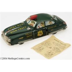 Dick Tracy Squad Car No. 1 Loose - Dark Green/Red, Key Drive With Instructions (Marx, circa 1949-52)
