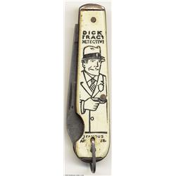 Dick Tracy Detective 2.75" Pocket Knife - White With Black Graphics (Imperial, 1930s).