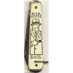 Dick Tracy Detective 3" Pocket Knife - White With Black Graphics (Imperial, 1930s).
