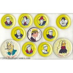 Dick Tracy Pinback Button Set of 13 (early 1960s) Condition: Average VF+.