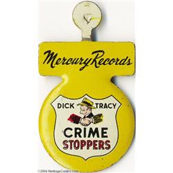 Dick Tracy Crime Stoppers Tin Litho Tab (Mercury Records, 1950s).