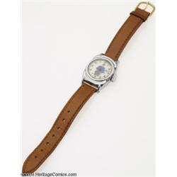 Dick Tracy Round Case Watch with Tan Strap (loose) (New Haven Clock & Watch Co., 1947).
