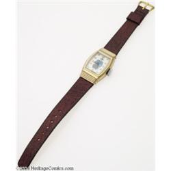 Dick Tracy Wrist Watch with Brown Leather Strap (New Haven Clock & Watch Co., 1947).