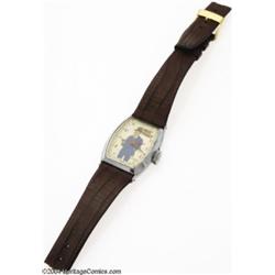 Dick Tracy Wrist Watch with Brown Leather Strap (New Haven Clock & Watch Co., 1947).