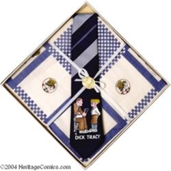 Dick Tracy "Season's Greetings" Tie and Handkerchief Set MIB (1930s).