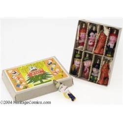 Dick Tracy and Paramount Cartoon Comics Christmas Tree Lightbulbs NMIB (Raylite Mfg., mid-1930s).