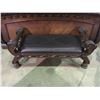 Image 2 : ASHLEY MILLENNIUM KING SIZE  INLAY, CARVED SLEIGH BED WITH MATCHING  CARVED MAHOGANY AND LEATHER