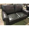 Image 2 : GREY LEATHER 3 SEATER STUDDED SOFA AND LOVESEAT SET