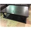 Image 1 : BLACK DISTRESSED WOOD COFFEE TABLE, 54" X 40"