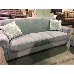 GREY FABRIC STUDDED FRONT 3 SEATER SOFA AND LOVESEAT SET