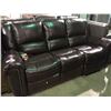 Image 1 : BROWN LEATHER STUDDED 3 SEATER POWER RECLINING SOFA