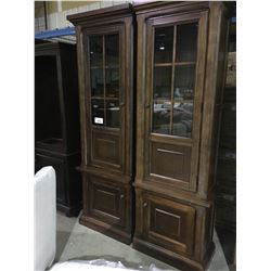 ASHLEY WALNUT GLASS DOOR LEFT AND RIGHT ENTERTAINMENT TOWER