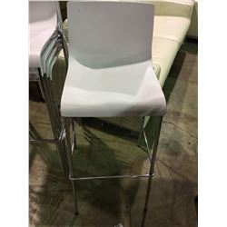WHITE AND CHROME MODERN STACKING BAR STOOL