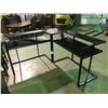 Image 1 : ASHELY SIGNATURE BLACK, METAL AND GLASS 2 SECTIONS CORNER DESK