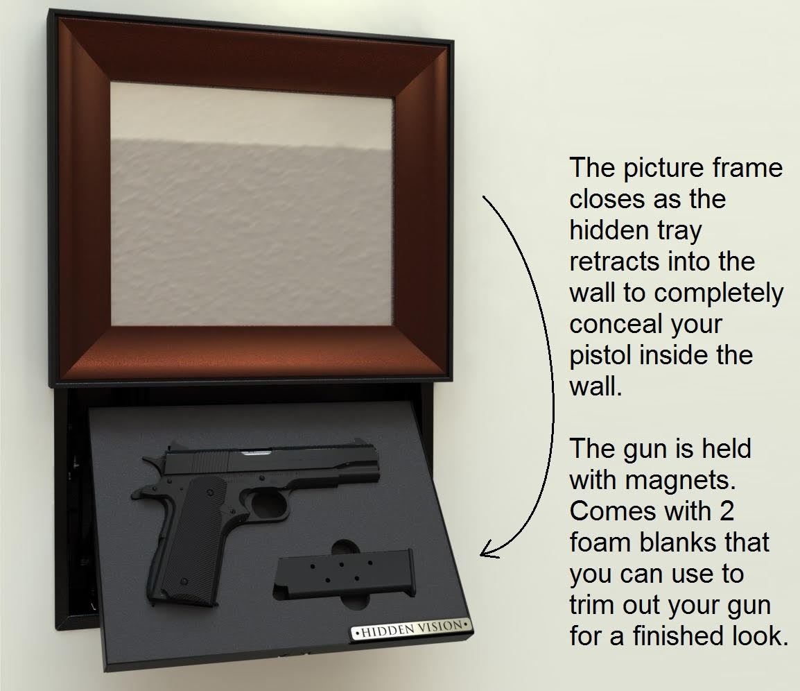 HANDGUN CONCEALMENT INWALL PICTURE FRAME/ 9 MM HANDGUN