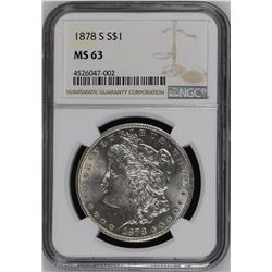 1878-S $1 Morgan Silver Dollar Coin NGC MS63