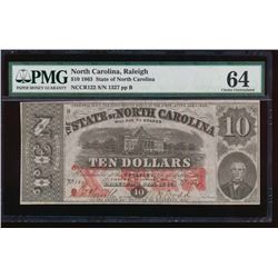1863 $10 State of North Carolina Note PMG 64