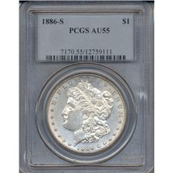 1886-S $1 Morgan Silver Dollar Coin PCGS AU55