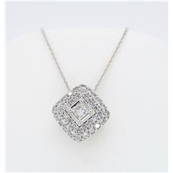 18KTWhite Gold 0.60ctw Diamond Pendant with Chain