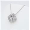 Image 2 : 18KTWhite Gold 0.60ctw Diamond Pendant with Chain
