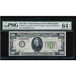 1934 $20 Philadelphia Federal Reserve Note PMG 64EPQ