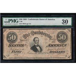 1864 $50 Confederate States of America Note PMG 30