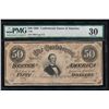 Image 1 : 1864 $50 Confederate States of America Note PMG 30