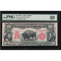 1901 $10 Bison Legal Tender Note PMG 30