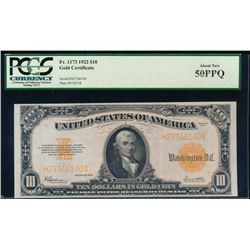 1922 $10 Gold Certificate PCGS 50PPQ