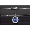 Image 3 : 14KT White Gold Tanzanite and Diamond Pendant with Chain
