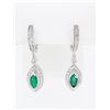 Image 1 : 14KT White Gold Emerald and Diamond Earrings