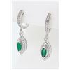 Image 2 : 14KT White Gold Emerald and Diamond Earrings