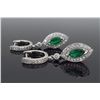 Image 3 : 14KT White Gold Emerald and Diamond Earrings