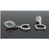 Image 4 : 14KT White Gold Emerald and Diamond Earrings
