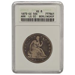 1876-CC Arrows Seated Liberty Half Dollar ANACS  VG8