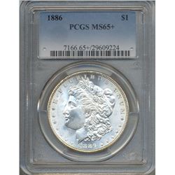 1886 $1 Morgan Silver Dollar Coin PCGS MS65+
