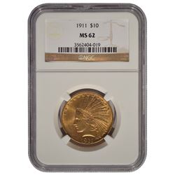 1911 $10 Liberty Head Eagle Gold Coin NGC MS62