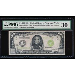 1934 $1000 New York Federal Reserve Note PMG 30