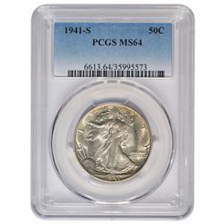 1941-S Walking Liberty Half Dollar Coin PCGS MS64