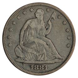 1881 Seated Liberty Half Dollar Coin