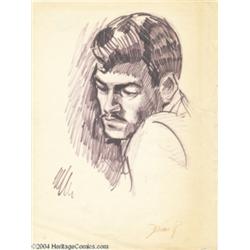 Kelly Freas - Brooding Man Illustration Original Art (1940).