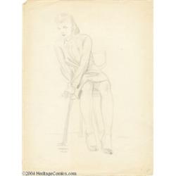 Kelly Freas - Reclining Woman Sketch Original Art (1940).