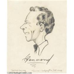 Kelly Freas - "Hammond" Teacher Pencil Sketch Original Art (1940).