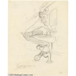 Kelly Freas - Soldier Shaving Pencil Sketch Original Art (1946).