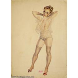 Kelly Freas - Woman in Lingerie Illustration Original Art (undated).