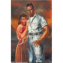 Kelly Freas - "Man with Switchblade" Painting Original Art (1951).