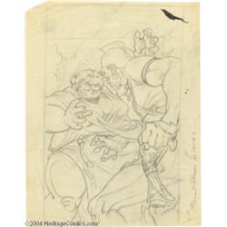 Kelly Freas - Planet Stories Magazine Pencil Preliminary Original Art (1953-54).