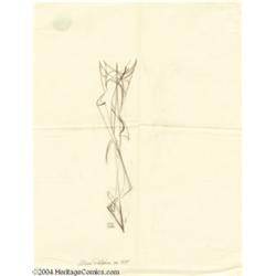 Kelly Freas - "Alien Sculpture" Pencil Sketch Original Art (1959).