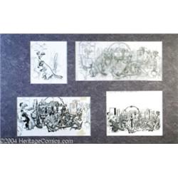 Kelly Freas - Analog Illustration "The Missing Mass" Preliminary Drawings Original Art, Group of 4 (