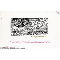 Kelly Freas - Science Fiction Scratchboard Illustration #57 "Golden Coil at Turnaround" Original Art